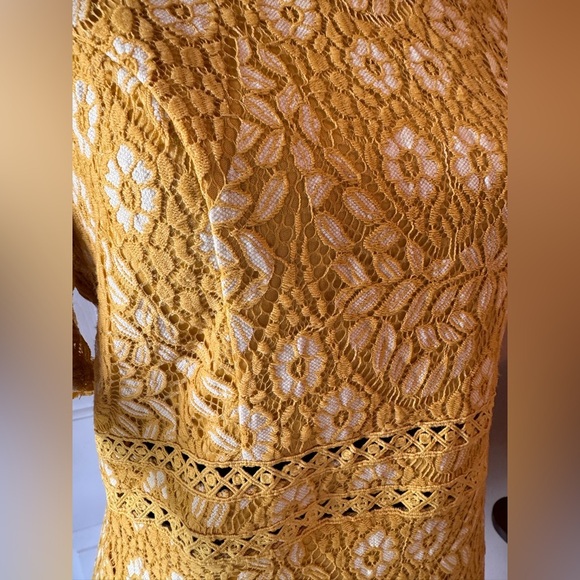 A. Calvin by Flying Tomato Elegant Yellow Lace Mini Dress - Picture 7 of 7